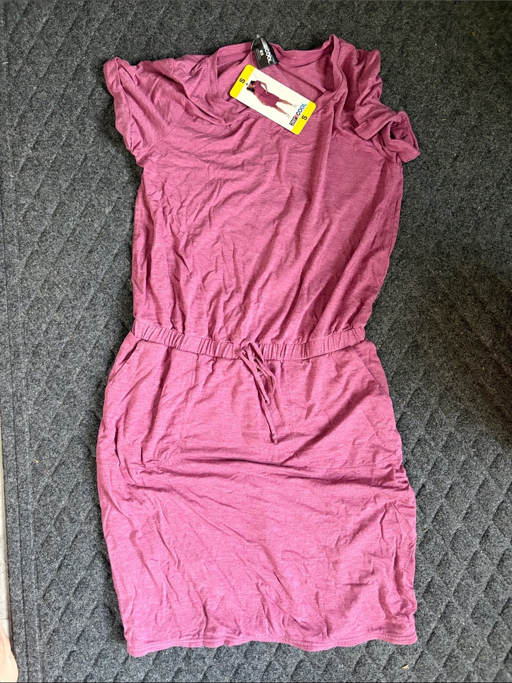 Casual Magenta Drawstring Waist Mini Dress